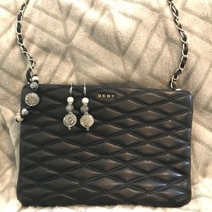 DKNY 100% lamb leather - BLACK CLUTCH/PURSE